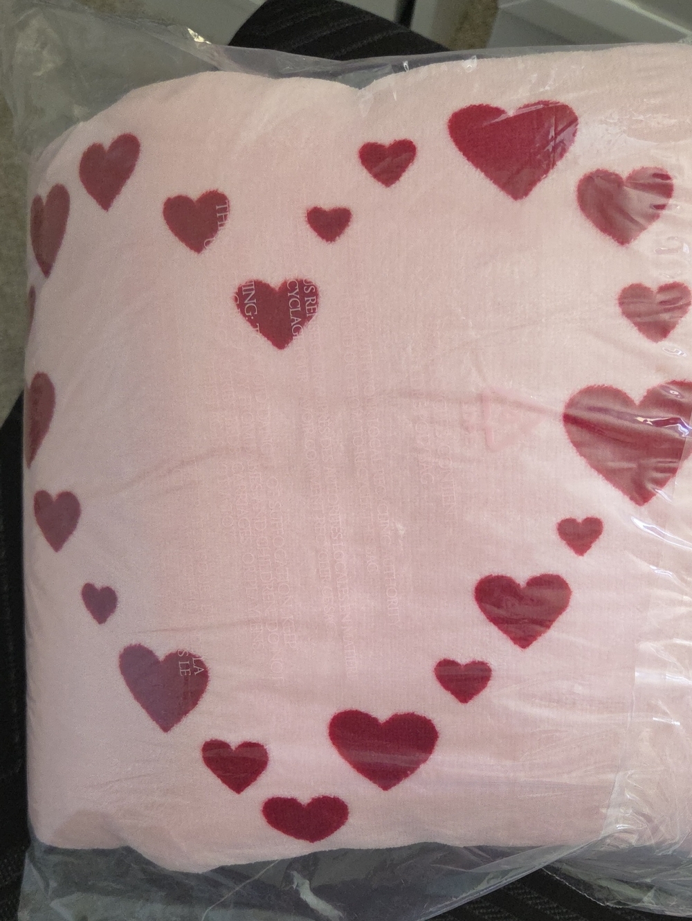 Victoria's Secret Pink Plush Throw with Red Heart Pattern
